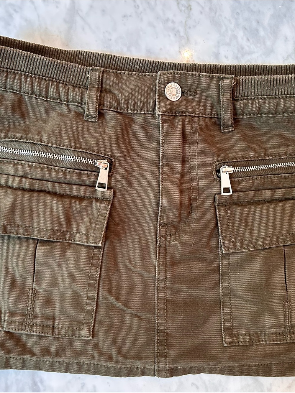 Forever 21 Green Mini Skirt with metal accents